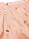 Women Peach Tulle Sequins Tiered Skirt