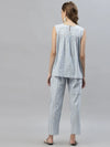 Women's Self Woven Striped Cotton Blend Top and Pant Set