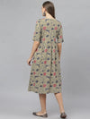 Stylum Women's Floral Printed Rayon Midi Flared Dress