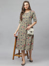 Stylum Women's Floral Printed Rayon Midi Flared Dress