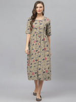 Stylum Women's Floral Printed Rayon Midi Flared Dress