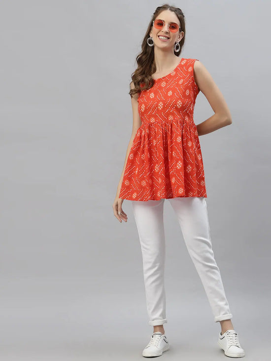 Women's Bandhej Printed Cotton Top