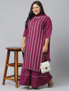 Women Printed Rayon Straight Kurta Sharara Dupatta Set-KSDPupplesharara-XXXL