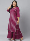 Women Printed Rayon Straight Kurta Sharara Dupatta Set-KSDPupplesharara-XXXL