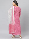 Women Printed Cotton Kurta with Dupatta