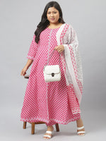 Women Printed Cotton Kurta with Dupatta