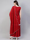 Women's Embroidered Rayon Straight Kurta Skirt Dupatta Set-01cskmaroonksdset-XS