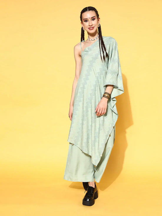 Women's Rayon Printed Asymmetric Kurta Palazzo Set-KPDISCOAGRO-S