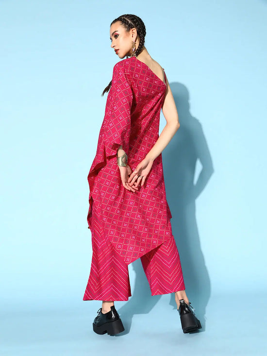 Women's Rayon Printed Asymmetric Kurta Palazzo Set-KPDISCORUBY-S