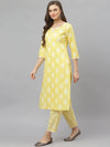 Women's Floral Print Rayon Straight Kurta Pant Set-KPLOGUSMUSTRD-S