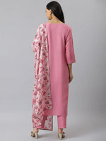 Women's Solid Rayon Straight Kurta Pant Dupatta Set-Kpdmoremulberrypink-S