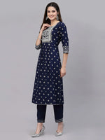 Women's Printed & Embroidered Rayon Straight Kurta Pant Dupatta Set