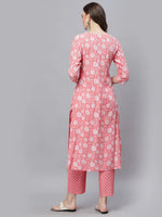 Women's Floral Printed & Embellished Rayon Straight Kurta Pant Set