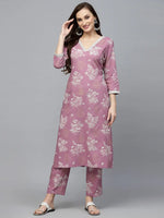 Women's Floral Printed Rayon Kurta Pant Set