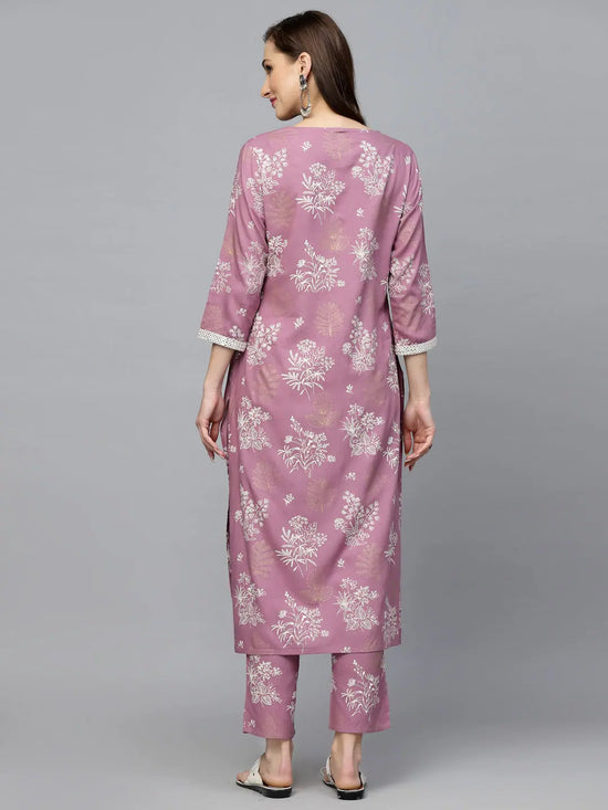 Women's Floral Printed Rayon Kurta Pant Set