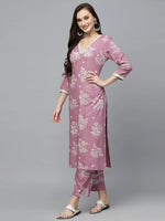 Women's Floral Printed Rayon Kurta Pant Set