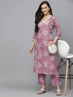 Women's Floral Printed Rayon Kurta Pant Set