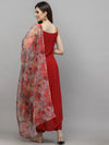 Women's Solid Rayon Kurta Pant with Printed Dupatta