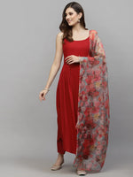 Women's Solid Rayon Kurta Pant with Printed Dupatta