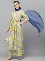 Women's Floral Printed Kurta Palazzo Dupatta Set