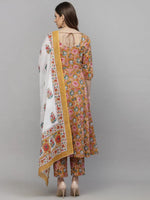 Women's Floral Printed Cotton Kurta Pant Dupatta Set