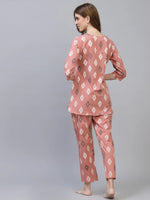 Women's Ikat Deep Print Rayon Night Suit Set