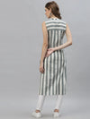 Women's Self Woven Striped Cotton Blend Straight Kurta-GERRY-XS