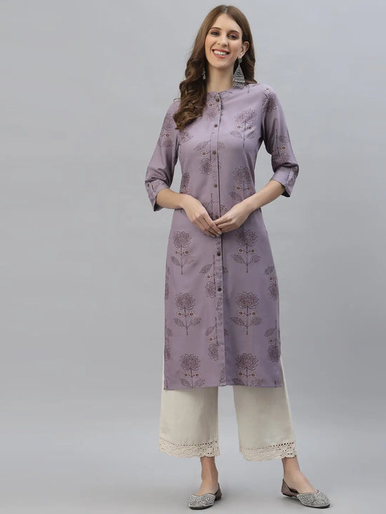 Women's Floral Printed Rayon Straight Kurta-DOLLYIRIS-S