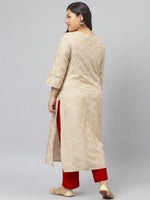 Gold Printed Rayon Straight Kurta