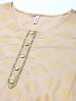 Gold Printed Rayon Straight Kurta