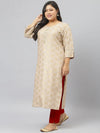 Gold Printed Rayon Straight Kurta