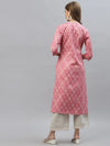 Women's Bandhani Printed Cotton Blend A-Line Kurta-KESARPINK-S