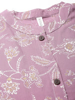 Women's Floral Print Rayon A-Line Kurta-FIONAMAUVE-S