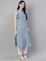 Women's Striped Cotton Straight Kurta