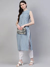 Women's Striped Cotton Straight Kurta