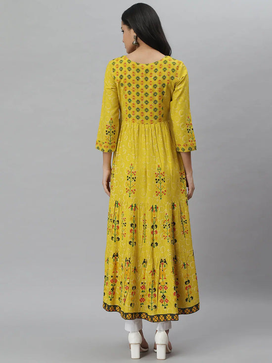 Women's Printed Rayon Tiered Kurta