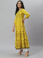 Women's Printed Rayon Tiered Kurta