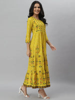 Women's Printed Rayon Tiered Kurta