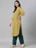 Women's Kalamkari Printed Cotton Straight Kurta