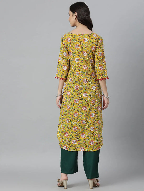 Women's Kalamkari Printed Cotton Straight Kurta