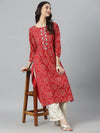 Women's Bandhej Printed Rayon Straight Kurta