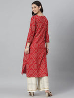 Women's Bandhej Printed Rayon Straight Kurta