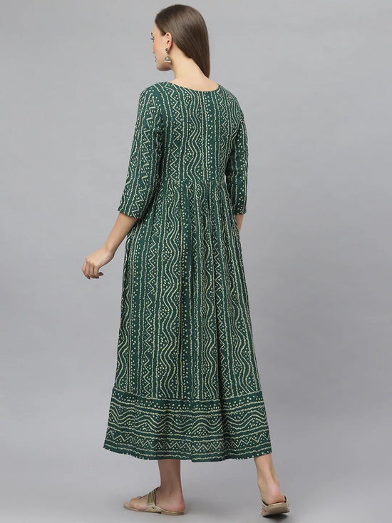 Women's Bandhej Printed Rayon Flared Kurta