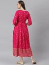 Women's Gold Printed Rayon Flared Kurta-TONYPINK-S