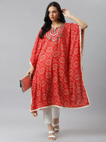 Women's Bandhni Print Rayon Kaftan Kurta