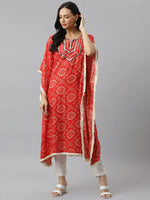 Women's Bandhni Print Rayon Kaftan Kurta