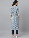 Women's Floral Printed Rayon Straight Kurta-Indublue-S