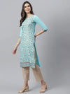 Women's Floral Printed Rayon Straight Kurta-Skycandy-S