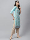 Women's Floral Printed Rayon Straight Kurta-Skycandy-S