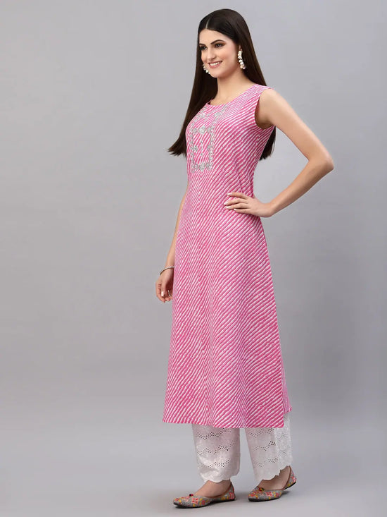 Women's Lehariya Printed Rayon A-Line Kurta